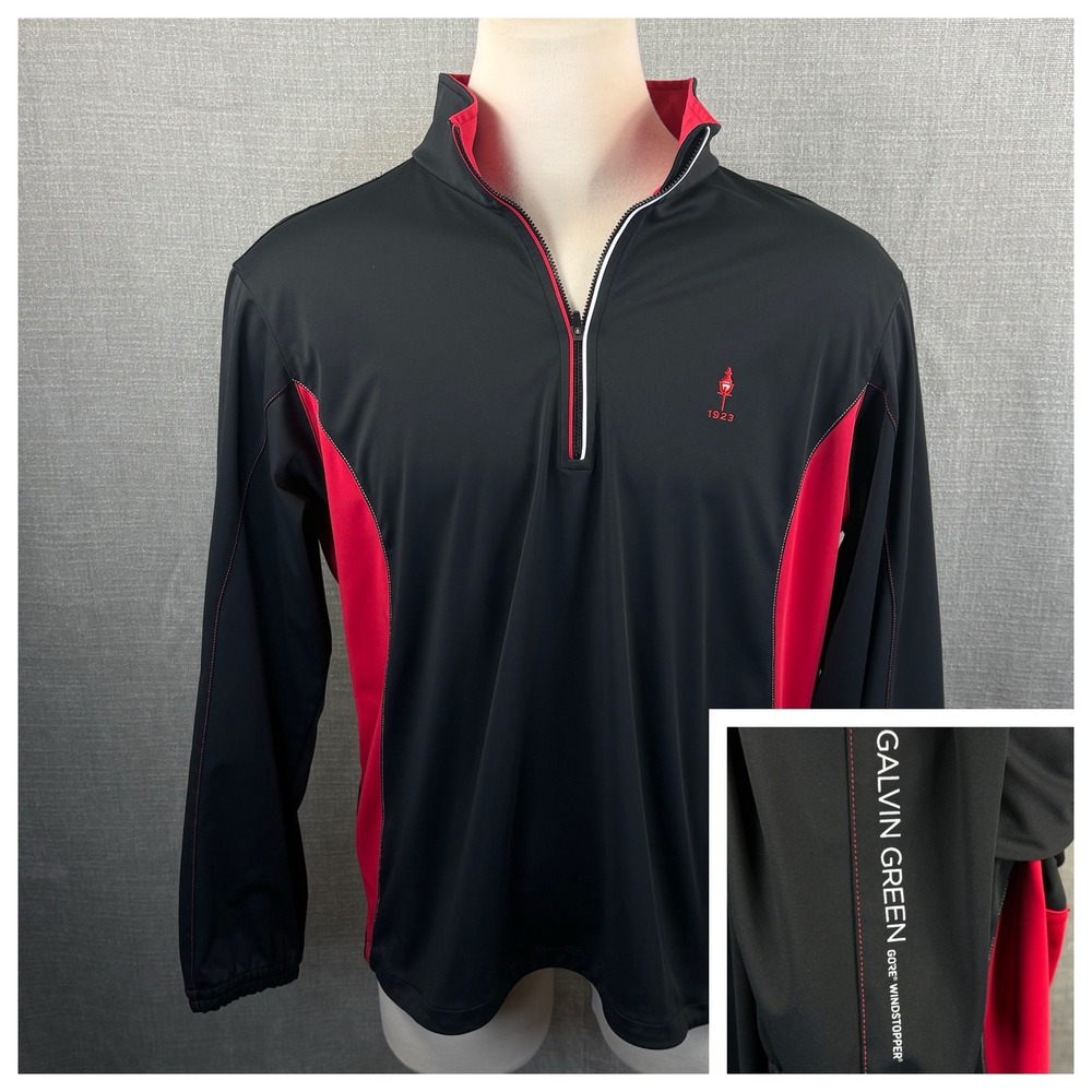 Galvin Green Gore Windstopper 1/4 Zip Mens XXL Black Red Golf‎ Pullover Jacket